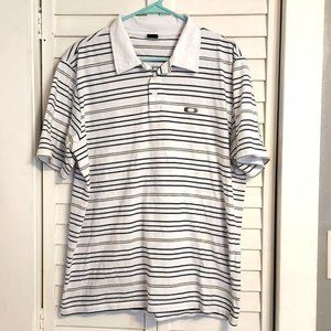 Oakley White and Black striped polo shirt